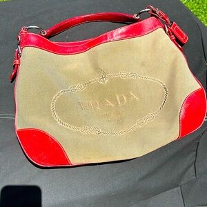 Authentic Prada! Canvas Logo Shoulder Bag